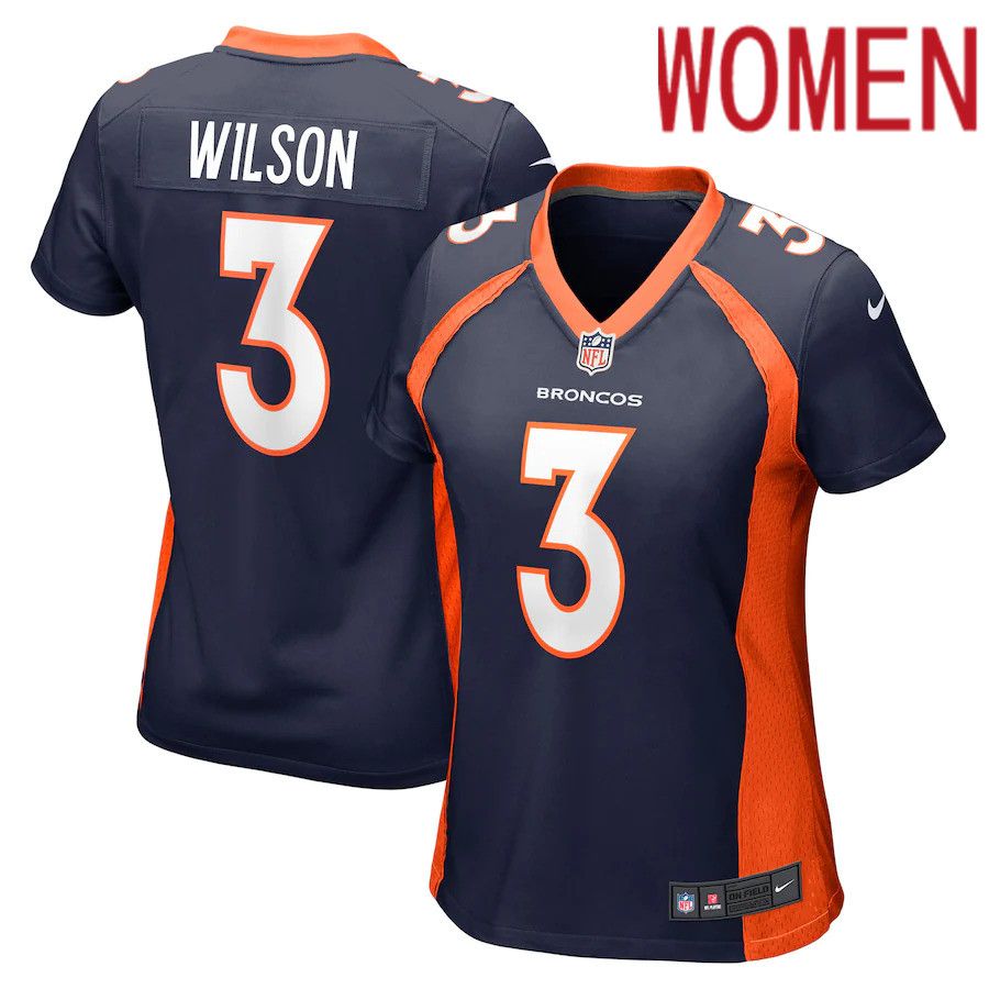 Women Denver Broncos 3 Russell Wilson Nike Navy Alternate Game NFL Jersey